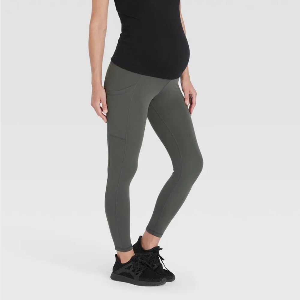 Over Belly Pocket Active Maternity Leggings - Ingrid and Isabel Maternity Olive